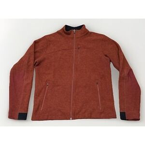 Ibex Merino Wool Jacket Mens Large Rust Full Zip Fleece Made in USA Zip Pockets